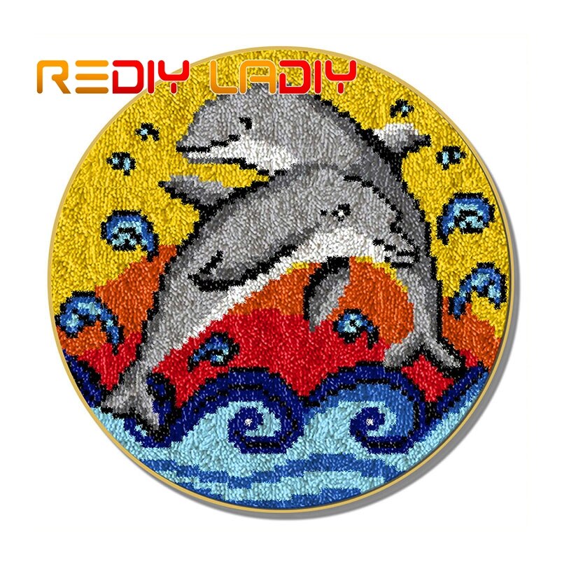 Klink Haak Tapijt Voetbal Icoon Haken Tapijt Tapijt Acryl Garen Pre-Gedrukt Canvas Kussen Mat Gehaakte Tapestry Latched Haak kit: ZD026