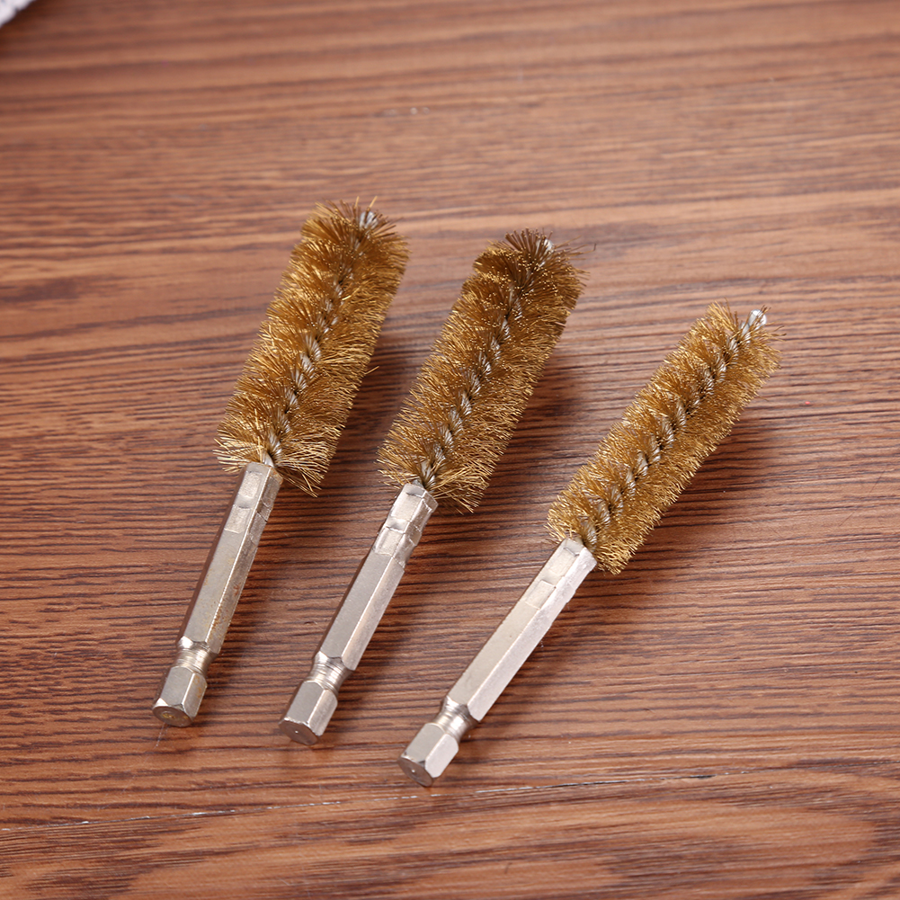 6pcs Stainless Steel Cleaning Brushes Hexagonal Handle Round Pipe Tube Cylinder Bores Cleaning Wire Brushes for Power Drill