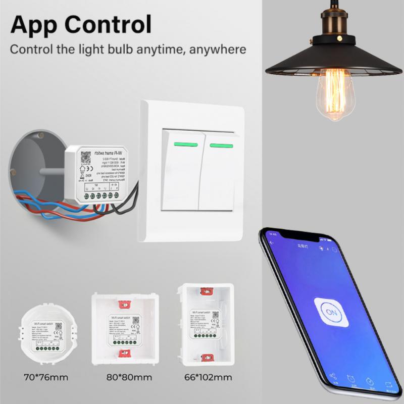 AUBESS Tuya WiFi Mini Smart Switch DIY Light Switch Module 1/2 Gang Smart Life APP Remote Control Work With Google Home Alexa