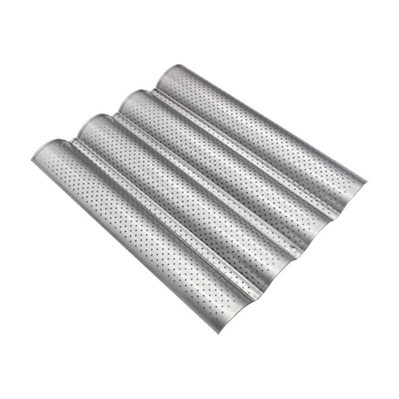 Fransk brød bageform brød bølgebageplade nonstick kage baguette skimmel pander 2/3/4 rille bølger brød bageværktøj: Flis 4 brød