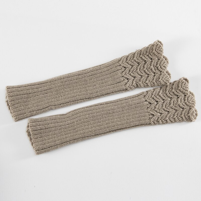 Femmes main plus hiver Gants bras Crochet tricot lisse mitaine sans doigts gant Gants Femme offre spéciale: light grey