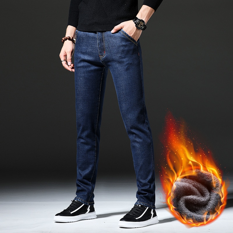 Mäns plus sammetsjeans casual all-match herrjeans plus size