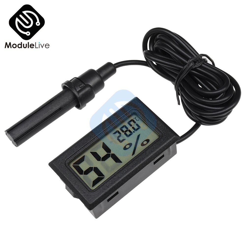 Mini Probe Digital LCD Thermometer Hygrometer Humidity Temperature Meter Indoor Digital LCD Display White Black