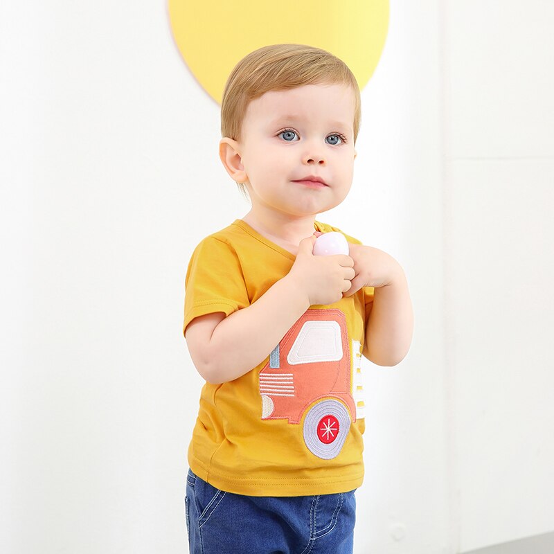 Ciciibear Baby Zomer Korte Mouwen Katoenen Shirt Jongen Dragen Ronde Hals T-shirt Jongens Meisjes Auto Afdrukken Singlet