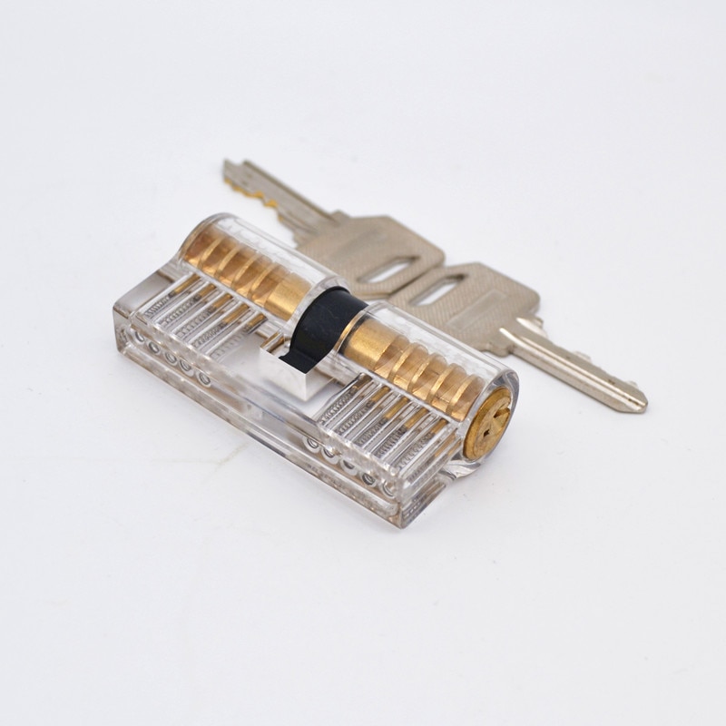 Lock Pick Set Acrylic Transparent Visible Practice Cutaway Lock with 2 Keys Padlock Tool For Locksmith Supplier 70mm