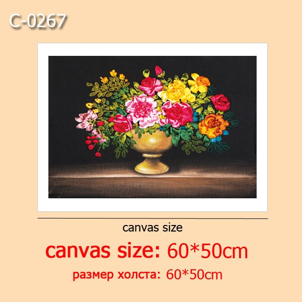 DIY Borduurwerk Kit, Lint Borduren, Naaien handwerken, Kruissteek, 3D Canvas Schilderij, Bloem, rose, Woonkamer Decor: C-0267 / have painting