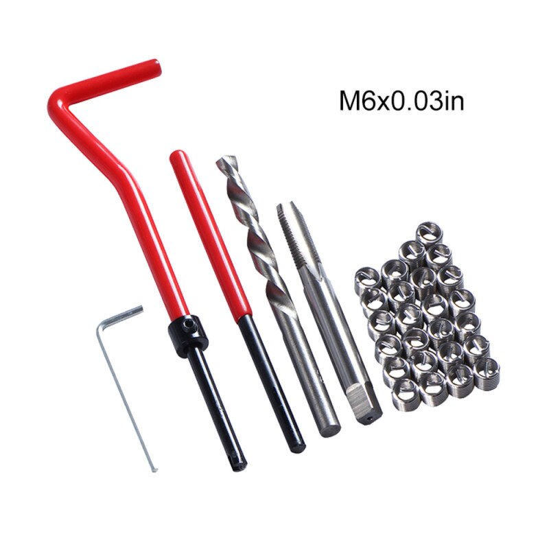 30PCS M5/M6/M8 Wrench Twist Drill Bit Kit Thread Repair Tool Kit for Restoring Damaged Threads Spanner High Speed Steel Tap Die: M6