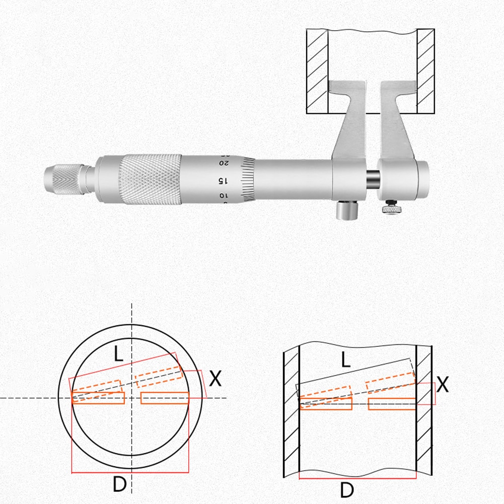 0.01mm Metal Accurate Inner Diameter Spiral Micrometer Hole High Precision Inside Micrometer Diameter Measurement Instrument