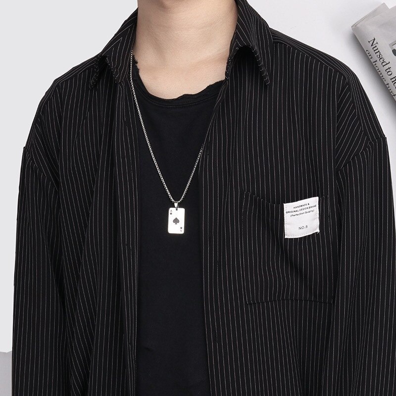 2- delt sæt hiphop statement rustfrit stål pokerkort es i spar halskæde til kvinder og mænd vedhæng kæde spillekort smykker