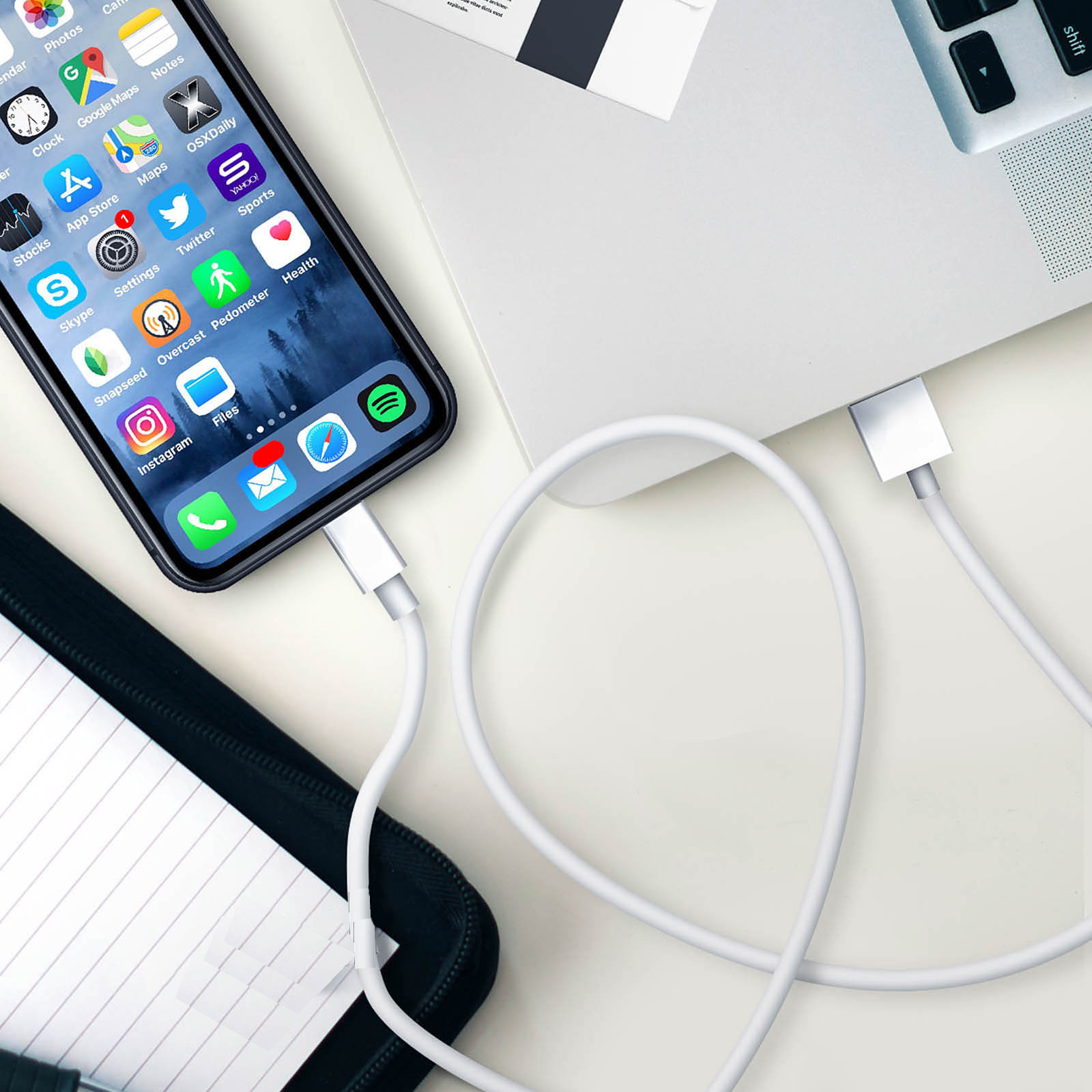 Lightning 5V / 2.4A Bedrade Lader Snel Opladen Compatibel Met Iphone Ipad Datakabel 1M Wit