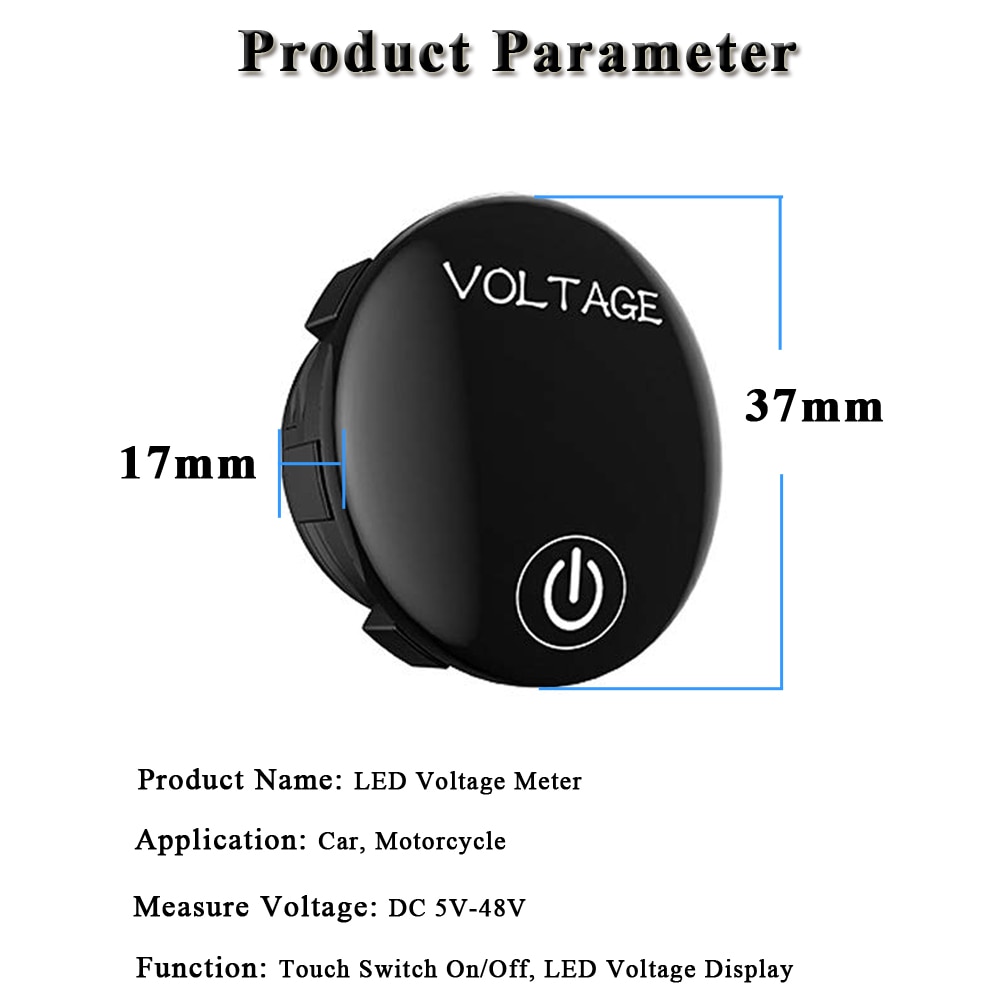 Som bil digitalt voltmeter batterikapacitet display spændingsmåler med touch on off kontakt til motorcykel  dc 5v- 48v led panel