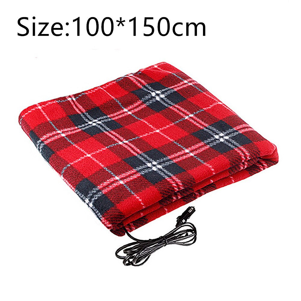 12V Electric Brushed Fleece Car Heated Blanket 4 4 Levels Temperature Adjustment Timing Heater Warmer With LCD Screen Display: Red  100x150cm