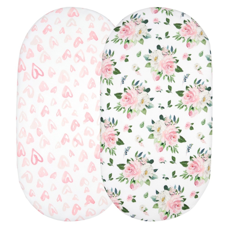 Happyy baby 2 Pcs Stretchy Baby Fitted Bassinet Sheets Cradle Moses Basket Oval Rectangle Pad Sheet Mattress Cover Crib Bed: 3