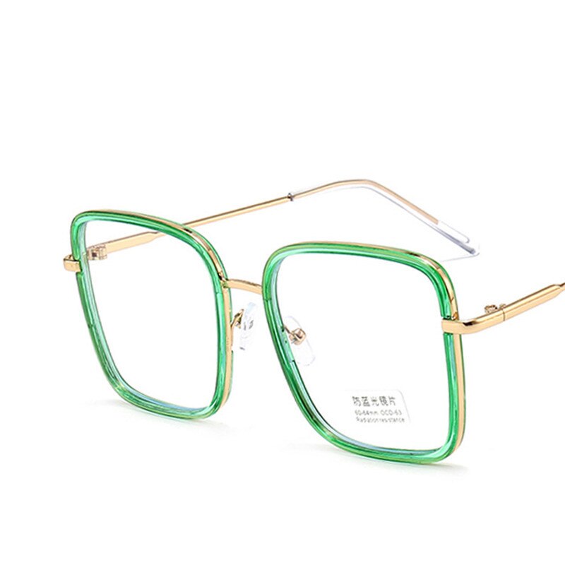 Elbru Anti-blau Licht Brille Rahmen Großen Rahmen Quadrat Computer Platz Optische Gläser Brillen Brillen Rahmen Für Frauen & männer: Grün