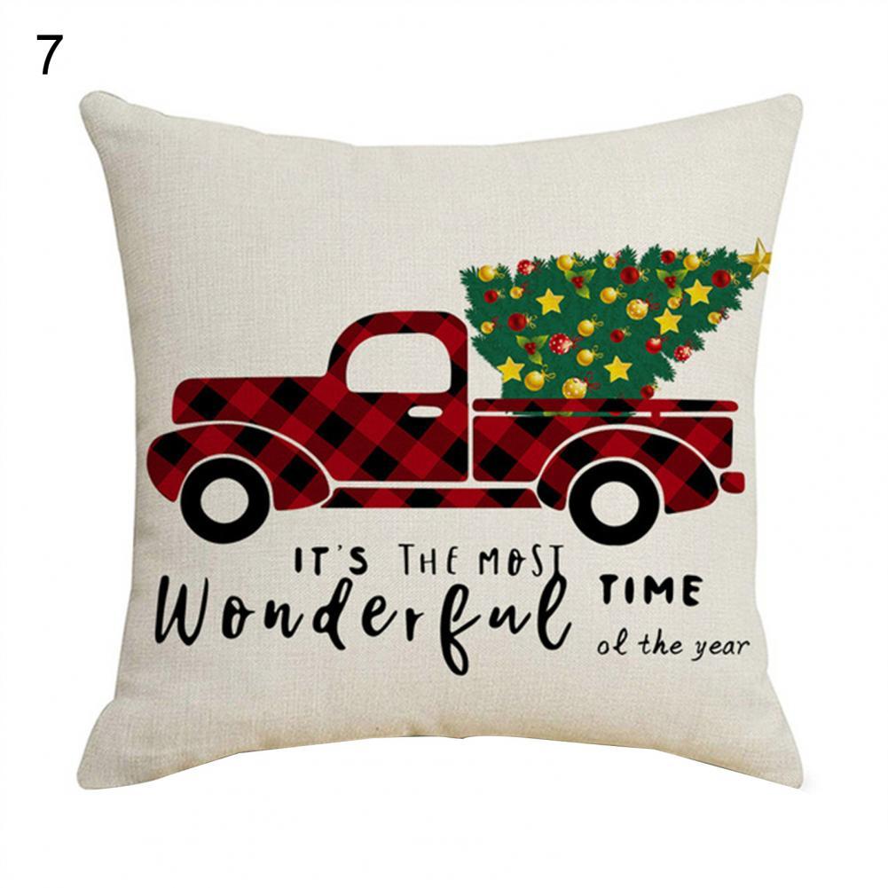 2022 Gelukkig Nieuwjaar Vrolijke Kerstversiering Linnen Kussenhoes Buffalo Rooster-Plaid Kussensloop Rendier Sokken Kussensloop: 7