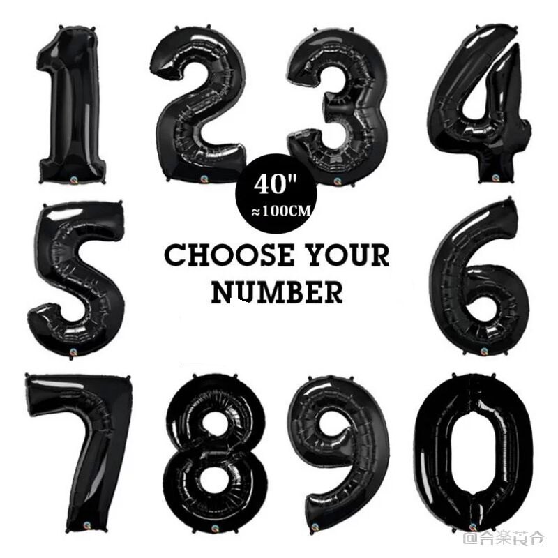 40inch Wedding Decoration Black Digital Balloon 18th Birthday Party Giant Number Balloon Baby Shower Balloon