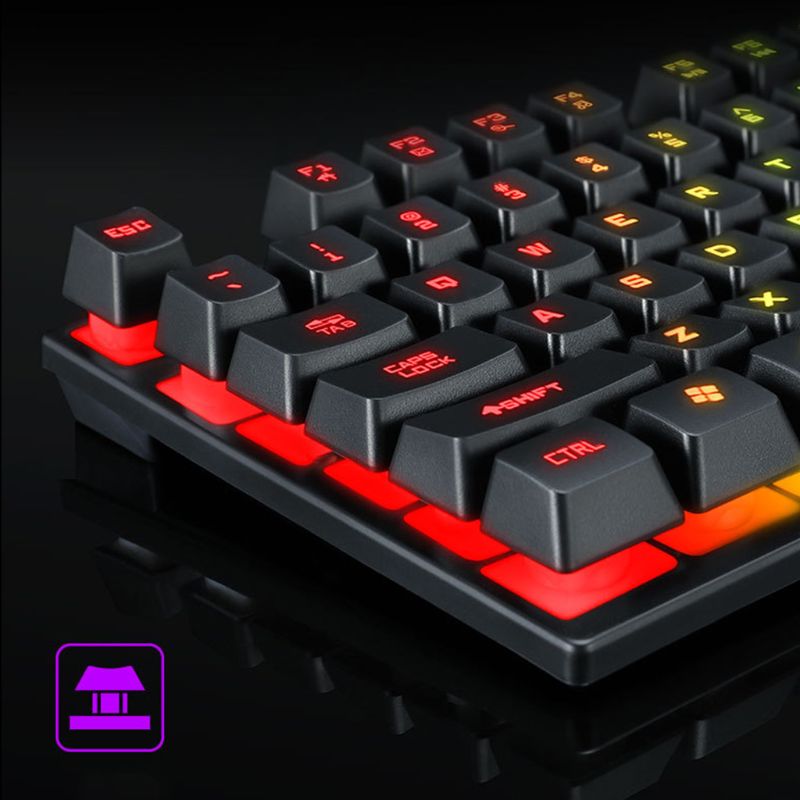 USB Wired Gaming Keyboard 104 Keys Mechanical Feeling Gamer Backlit Keyboard for Computer Laptop Universal
