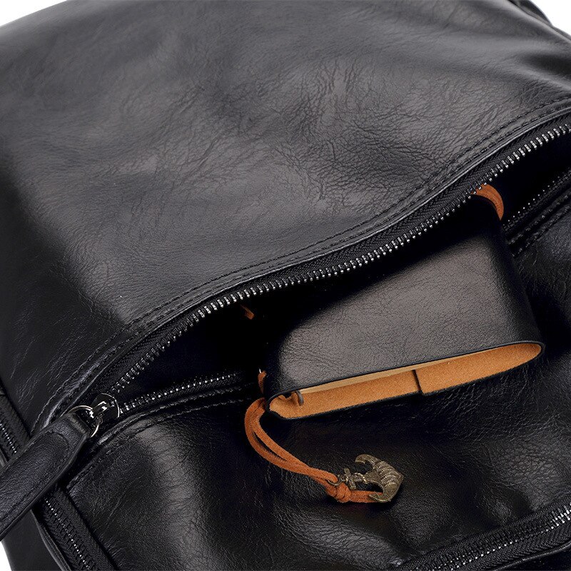 Heißen Neuen männer Einfarbig PU Große Kapazität Schüler Schule Tasche Hübscher Junge Multifunktionale Rucksack