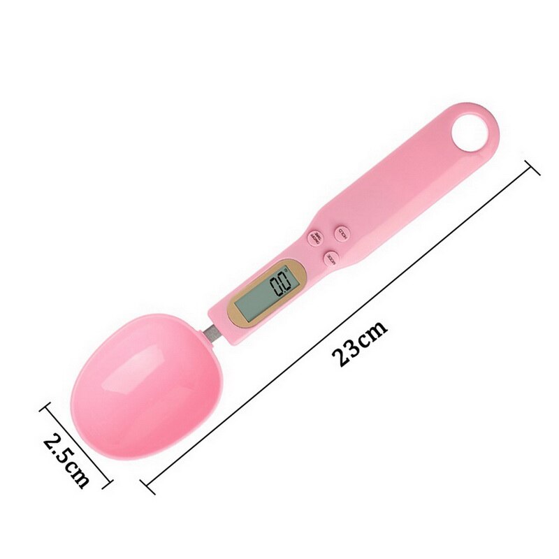 Coffee Tea Digital Electronic Scale Kitchen Measuring Spoon Weighing Device LCD Display Measuring Cup Milk Home Measurement Tool: 500g pink