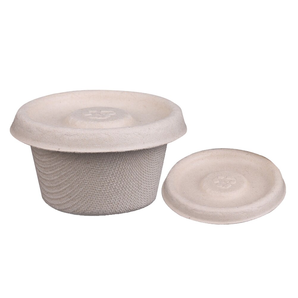 50pcs 2oz Disposable Condiment Cups Degradable Paper Salad Takeout Box Eco-friendly Doggy Boxes with Paper Lid