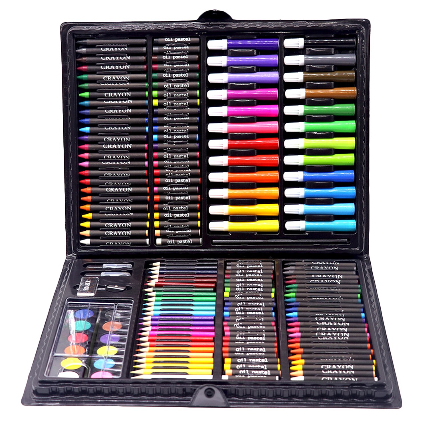 Conjunto de arte para desenho e pintura infantil, 168 peças, com lápis de cor, marcadores de aquarela, ferramentas para meninos e meninas, presente: Black