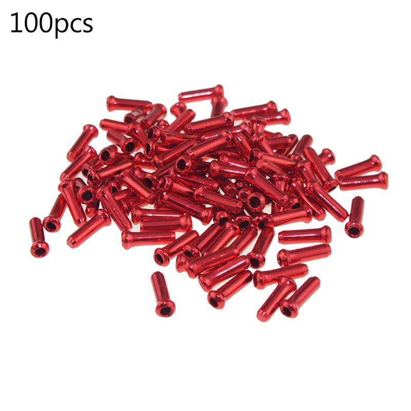 100pcs Aluminum Bicycle Brake Wire End Cap MTB Road Bike Brake Cable Cap End Tips Crimp Cycling Accessories: Red