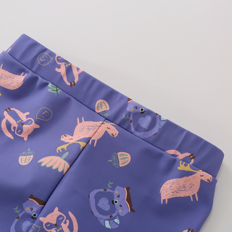 Kid Baby Boy 3Pcs Summer Swimwear Swimsuit Cartoon Fox Print Short Sleeve Top Purple Short Pants Cap Swim Beach Bathing Suit