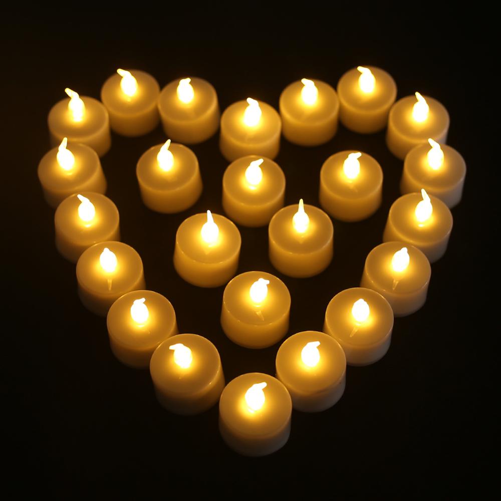 Pak Van 24 Flickering Vlamloze Led Theelichtjes Afstandsbediening Batterij Aangedreven Kaarsen Voor Thuis Diner Party Kerst Decoratie
