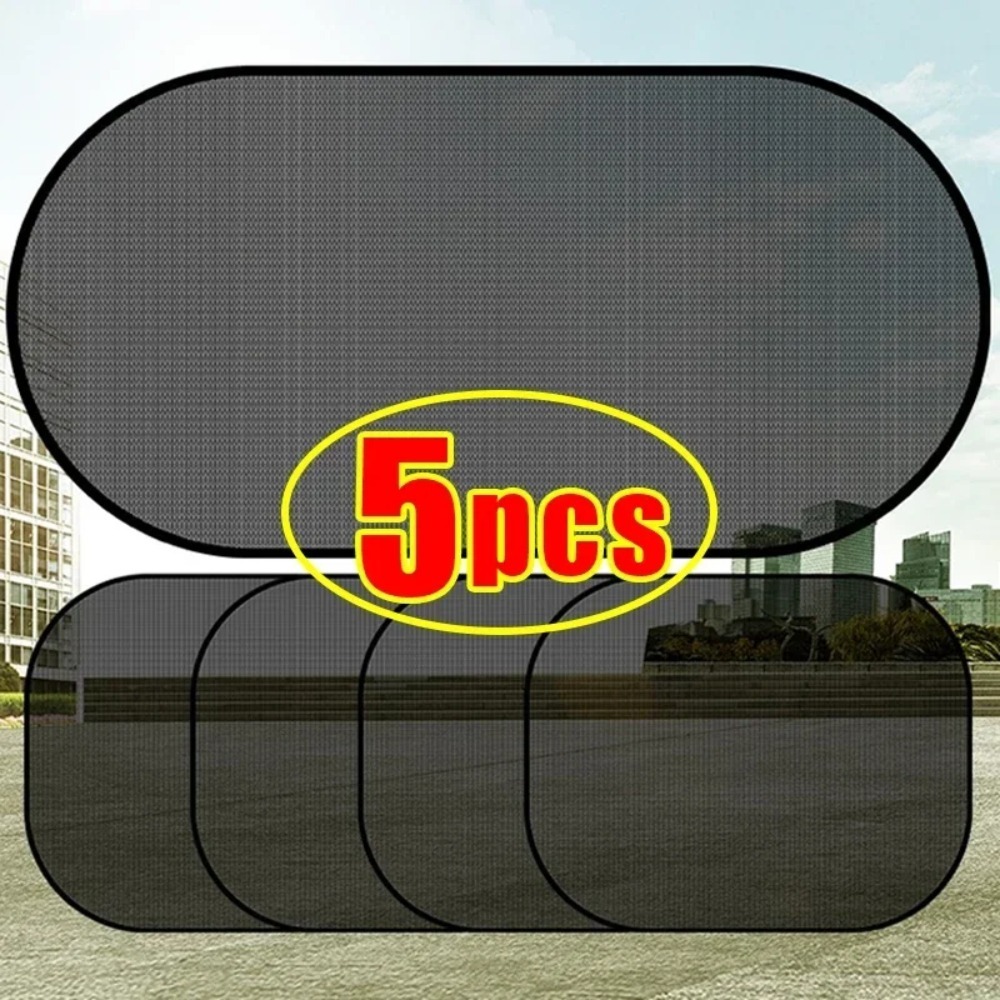 1/5 Stuks Auto Raam Zonnescherm Cover Zon Uv Bescherming Auto Voor Achter Zwart Gordijn Zijde Glas Mesh Zonneschermen Accessoires