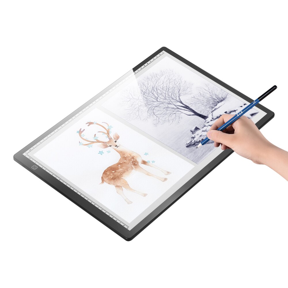 Magnetic A3/A4 LED Tracing Light Box Ultra-thin Stepless Dimmable Brightness Artcraft Light Table Board with Scale USB Powered