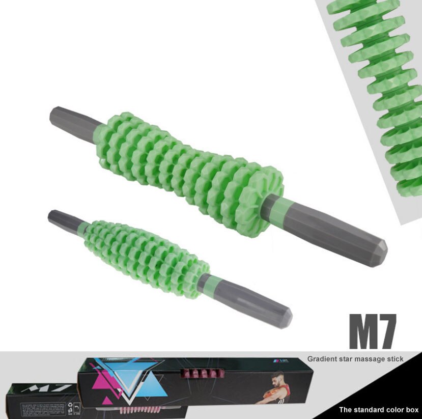 Muscle massage ball leg fascia muscle relaxation yoga stick mace massage skinny leg massage roller to relieve fatigue: Green