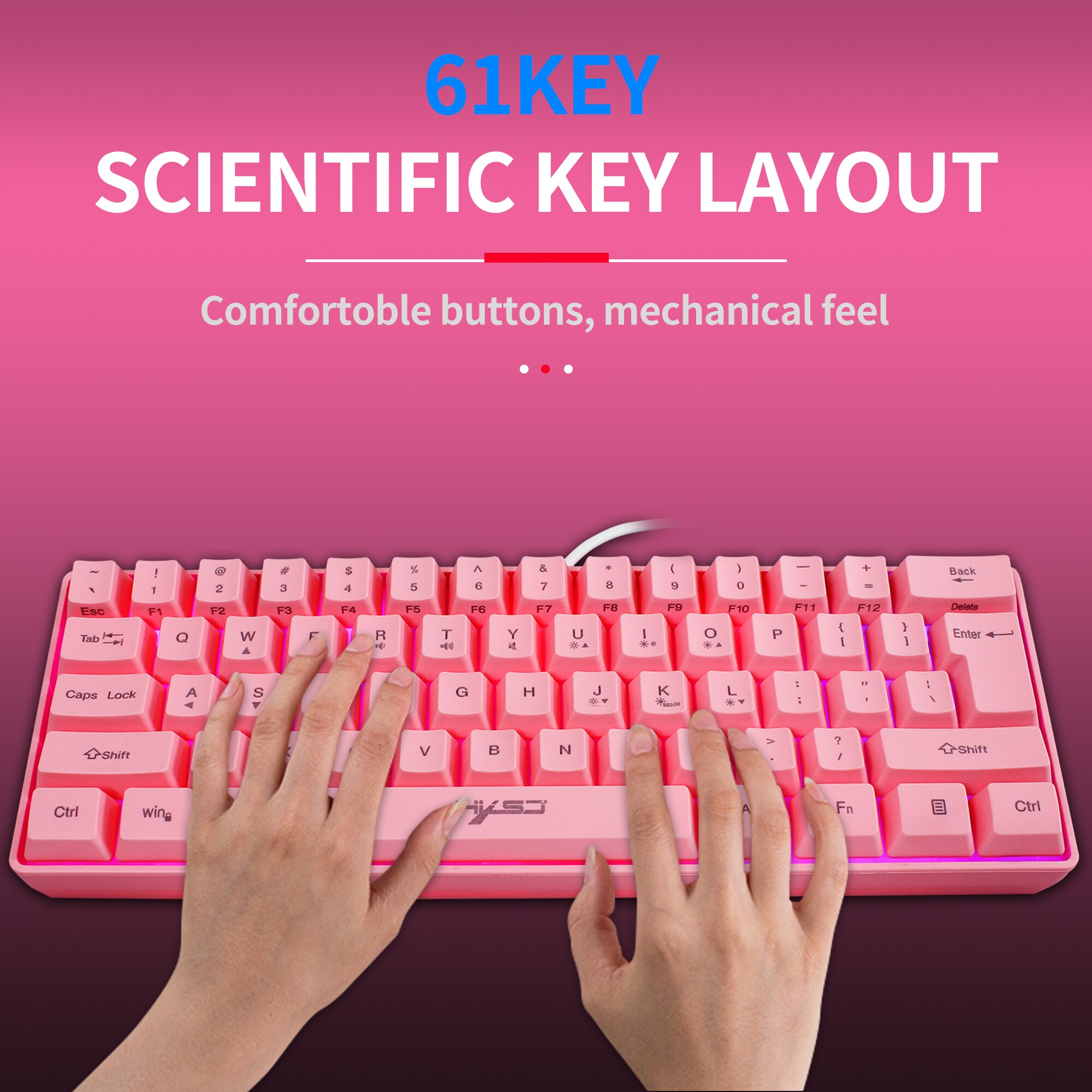 61 Keys Gaming Keyboard RGB Backlight Keyboard And Mouse Wired Gamer Keyboard for Computer MAC PS4 PUBG Home