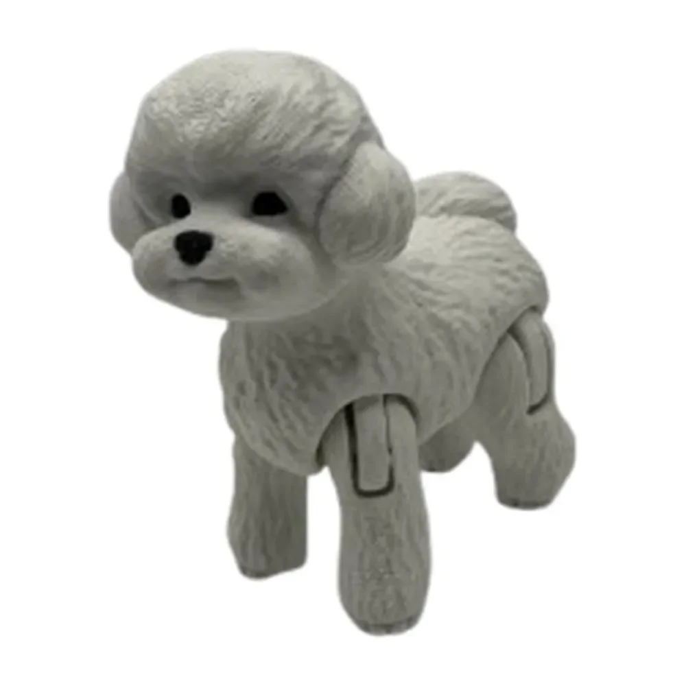 Oppgrader 3d -trykk dyrehund revefigur flerleddet bevegelig for kawaii-romdekor barnehjemstilbehør: Lysegrå
