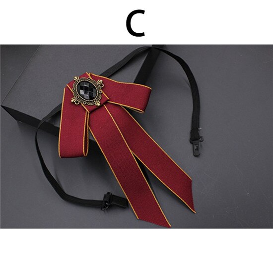 Corbata de moño grande Vintage para mujer, Collar de cinta con borlas de cristal con broche, joyas para un traje , Pin: 3