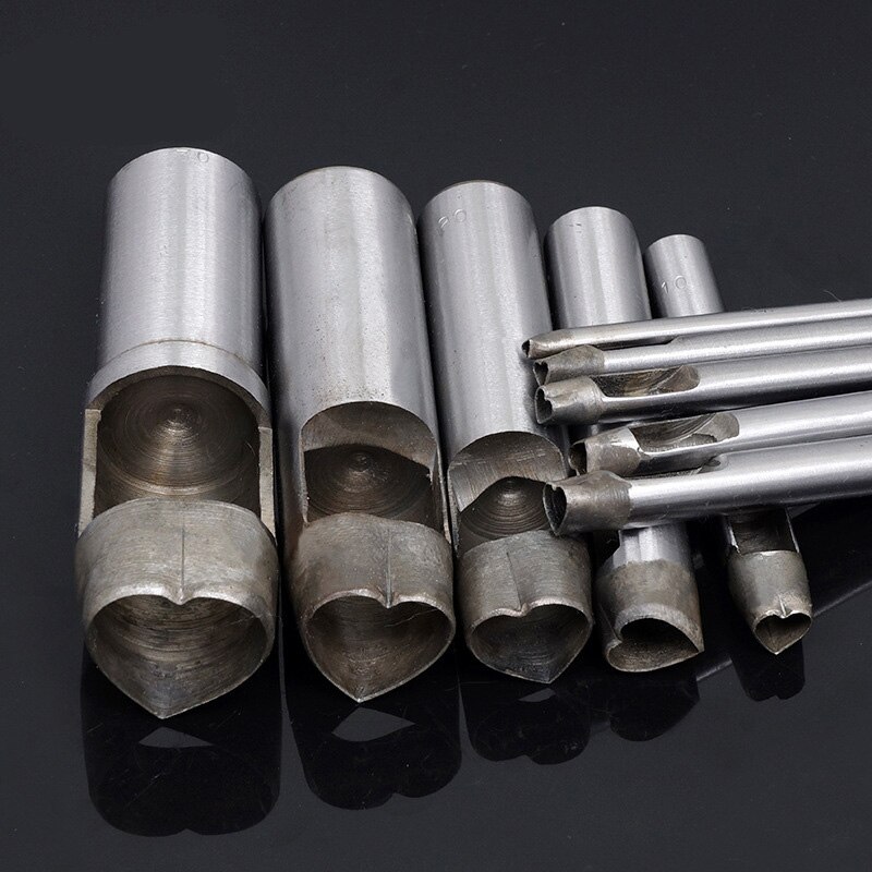 Lederen knutselgereedschap hartvormige snijder lederen handgemaakte knutselgereedschap pons 110mm lengte 3-15mm