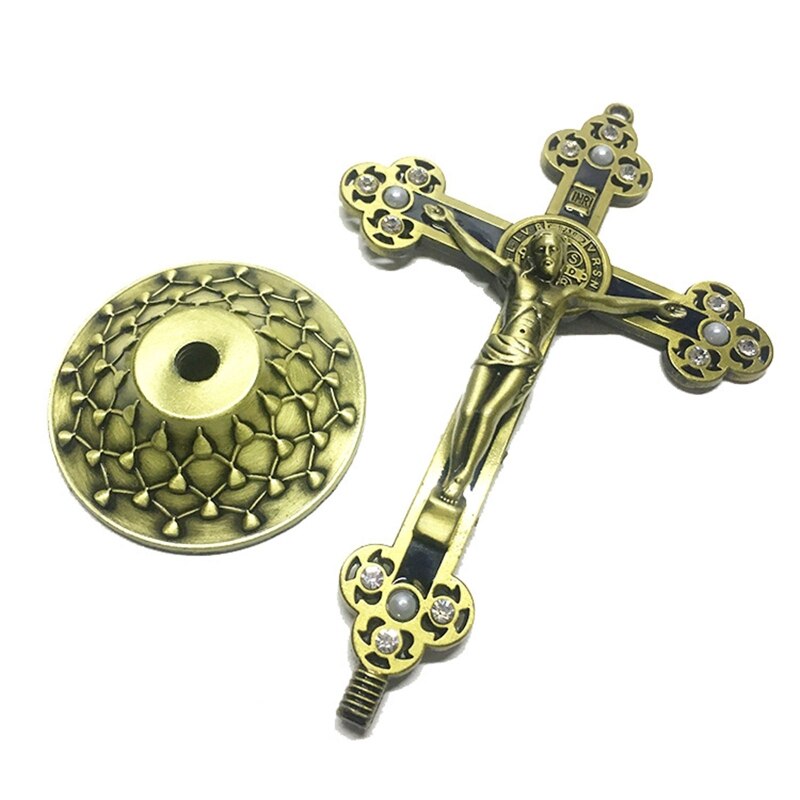 Cross Ornament Christus Katholieke Cross Staan/Muur Opknoping Beeldje Voor Home Auto Kerk Desktop Decoratie 2022