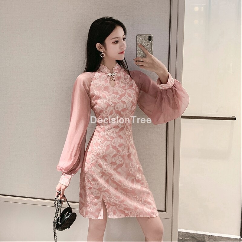 Chinese Dress chinese style bridesmaid wedding dress oriental dress mandarin collar qipao style cheongsam dress: XL