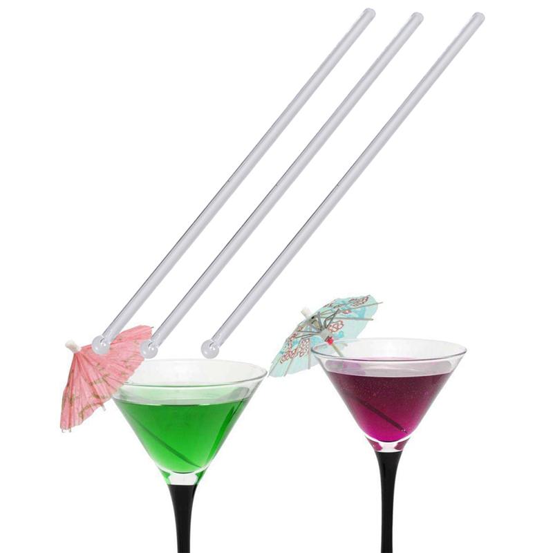200pcs Cocktail Stirring Mixing Sticks Transparent Round Head Drink Bar