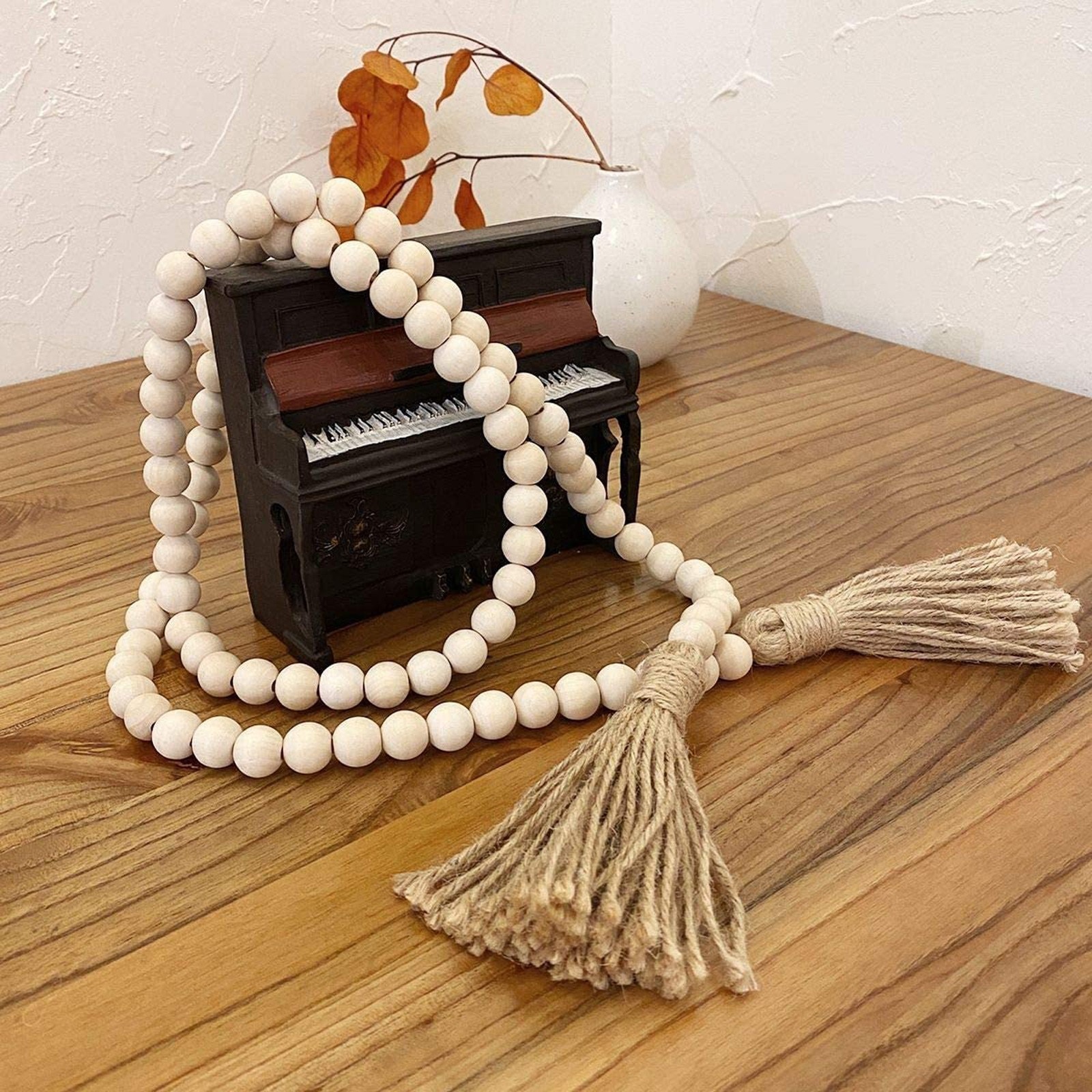 Bohemian Style Tassel Natural Wood Bead Garland Large Wall Hanging Decoration farmhouse garden decoration outdoor home decor