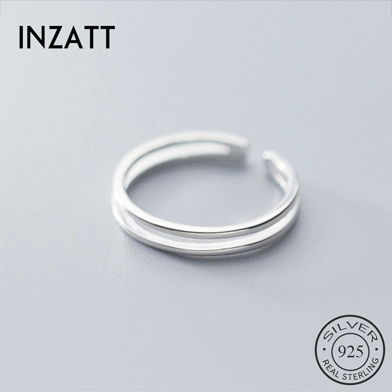 INZATT, anillo ajustable de plata geométrica Real 925% para mujer a la , joyería fina minimalista para , bonitos accesorios de