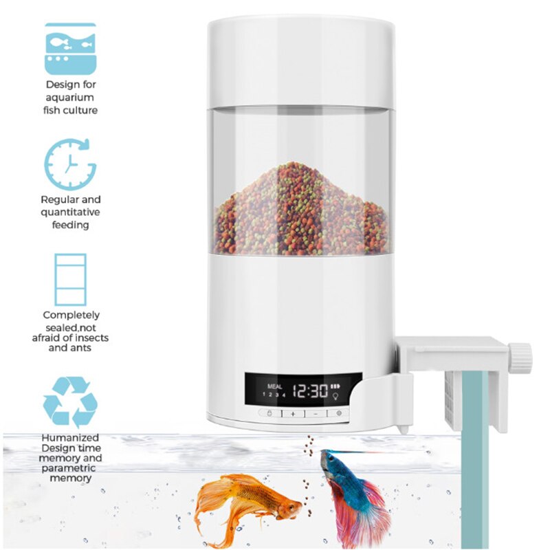 Digital Automatic Fish Feeder Electrical 500ml Fish Tank Timer Feeder Home Aquarium Tank Food Feeding Portable Fish Feeder Tools