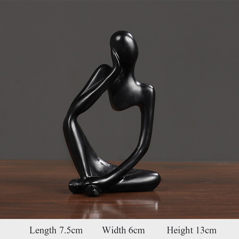Thinker Statue Abstract Figure Sculpture Small Ornaments Resin Statue Home Crafts Modern Interior Decoration home accessorie: K