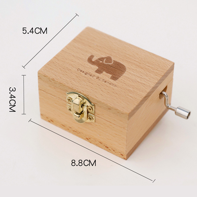 Wood Carving and Color Printing Music Box Cute Animal Music Box Hand Crank Wooden Music Box Children's Birthday Valentine's Day: 11(with mirror)