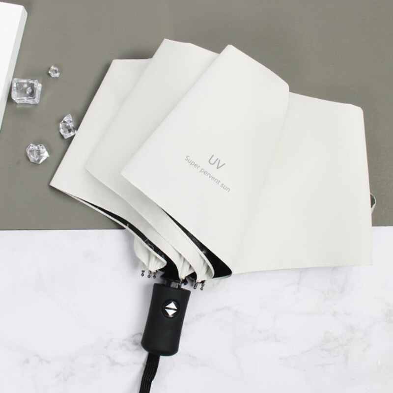 Automatic Wind Resistant Folding Umbrella Rain Women Auto Animal Mini Rainy Windproof Umbrella Men Black Coating Parasol: automatic-white