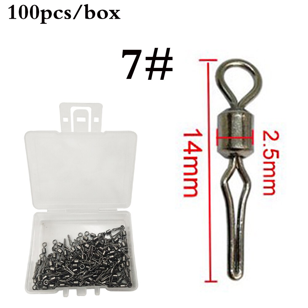 100pcs/box Swivel side line clip fishing tackle fishhooks and crap fishing connector fishing swivels with snap Accessorries: 07