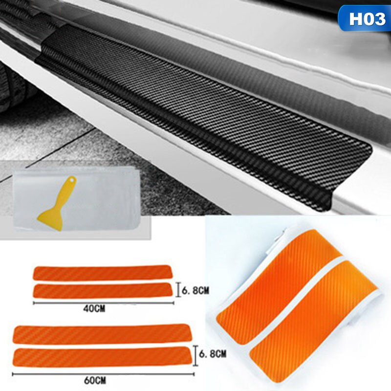 4 stuks Universele Auto Styling Sticker Carbon Fiber Instaplijsten Scuff Plaat Guards Instaplijsten Protector Auto Accessoires