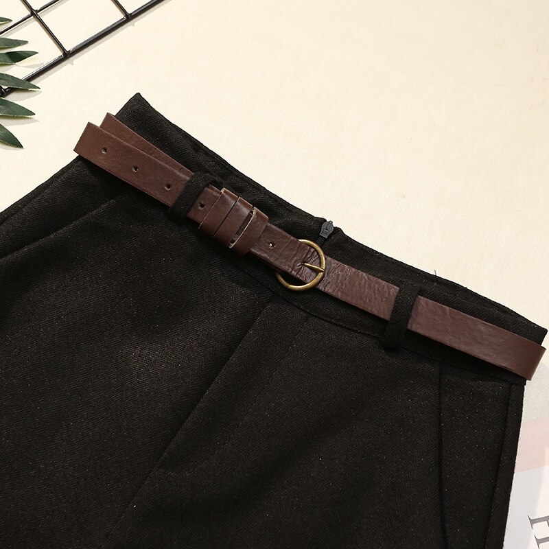 Naisten villashortsit syksy talvi ohuet leveät lahkeet a-linjaiset shortsit rento mukavat vyöllä pikkuhousut #xsdk