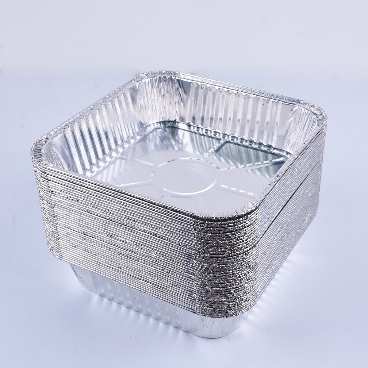 50pcs 9" Aluminum Foil Containers With Lid For Restaurant Take-Out Packing Food