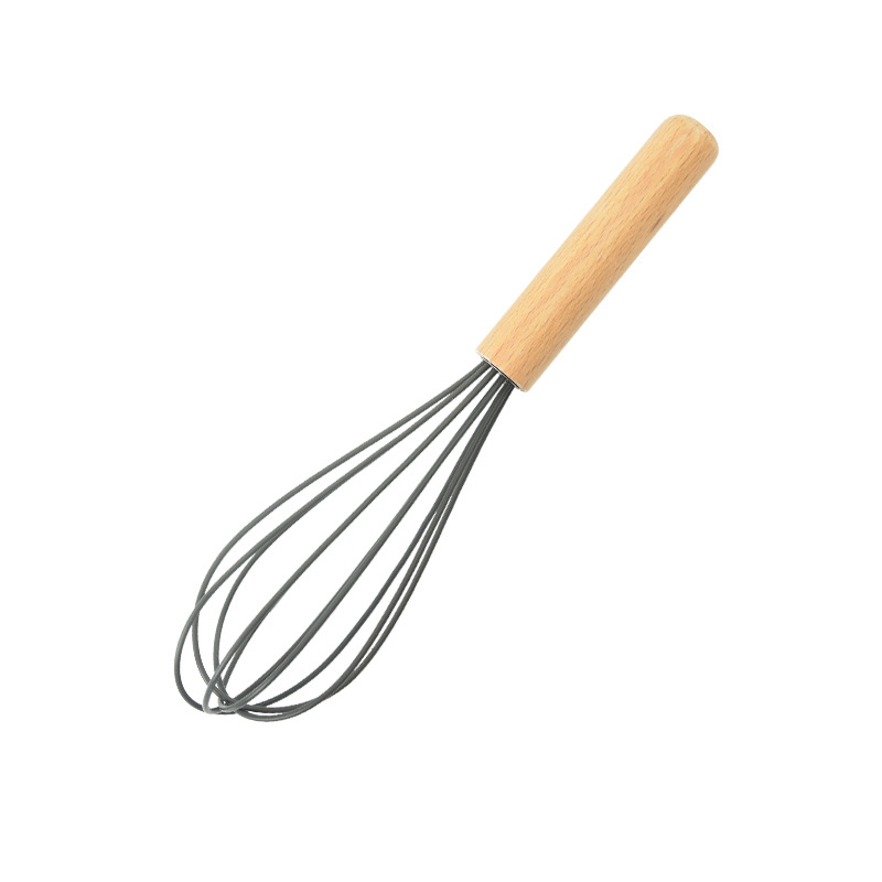 Silicone Kitchen Cooking Spatula Spade Turner Soup Spoon With Wooden Handle Baking Tools: Dark Grey