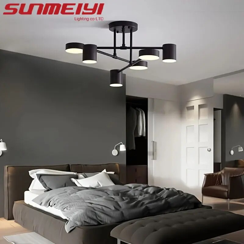 Candelabro LED nórdico de hierro giratorio, iluminación interior para sala de estar, dormitorio, estudio, comedor, vestíbulo del Hotel, luminaria